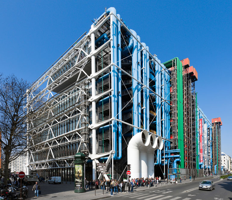 Exterior view of Centre Pompidou, Paris, France. Photography by Ian Dagnall Alamy.